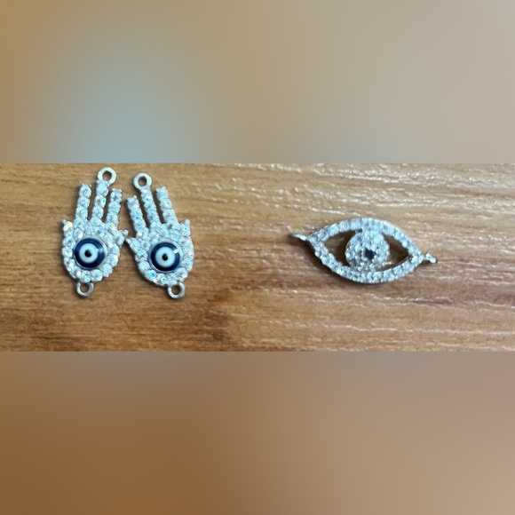 Qty 10 .925 Sterling Silver, Vermeil, Gold Filled & CZ pendant charm connectors - Picture 4 of 16